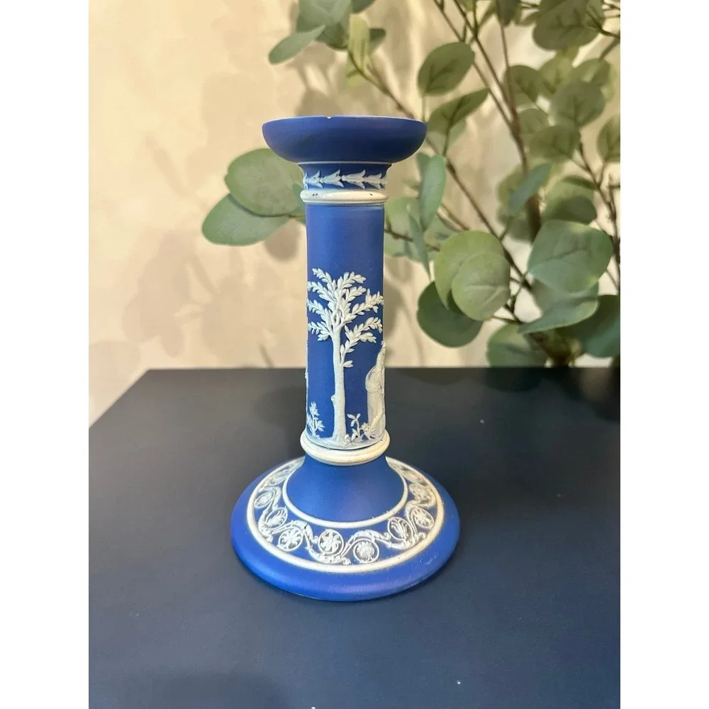 Wedgwood Dark Blue Jasperware Candlestick 7